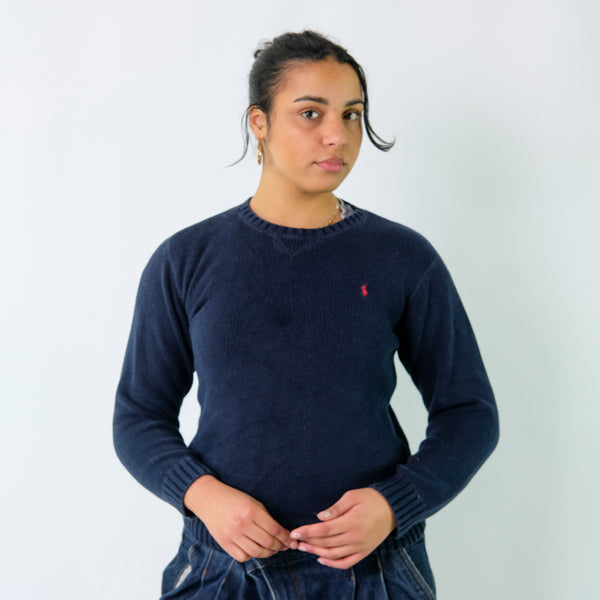 Navy Blue 90s Polo Ralph Lauren Knit Sweatshirt (M)